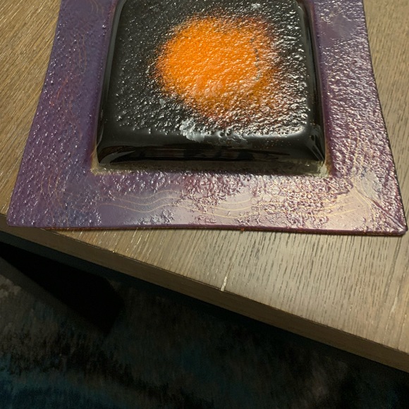 Fused Art Glass 10 3/4” Square Hand Made Hanna Bahral  Jerusalem Israel - Picture 6 of 8